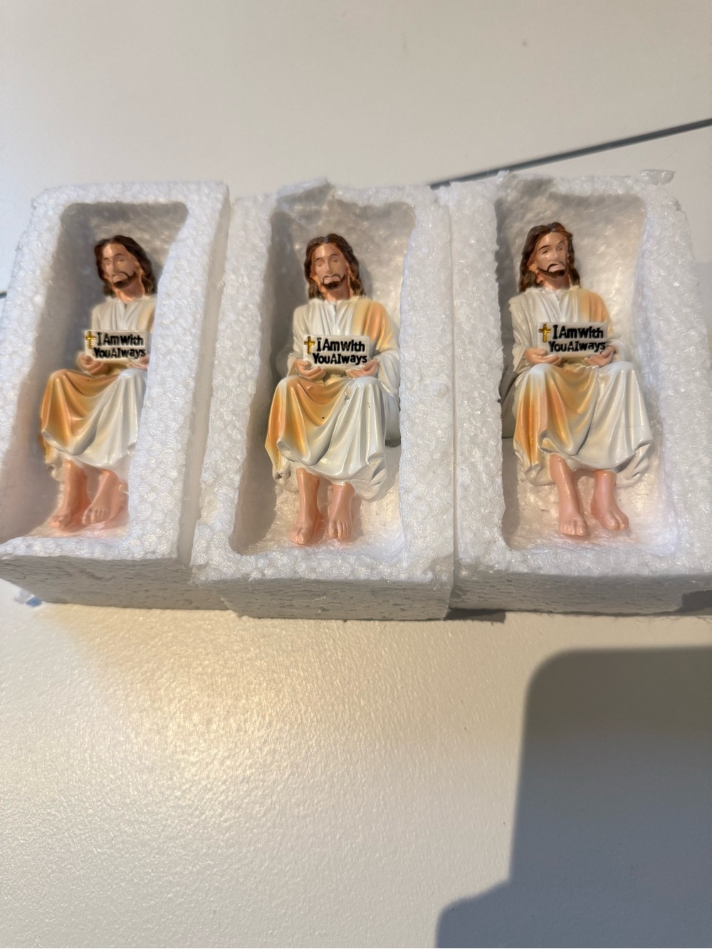 White & Gold Religious Figurine - 'I Am With You Always'